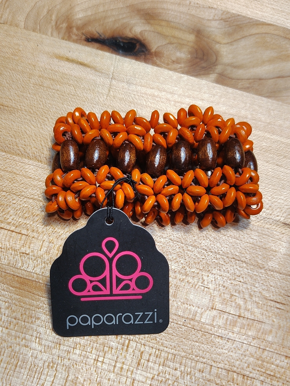 paparazzi Orange and Brown Beaded Stretch Bracelet